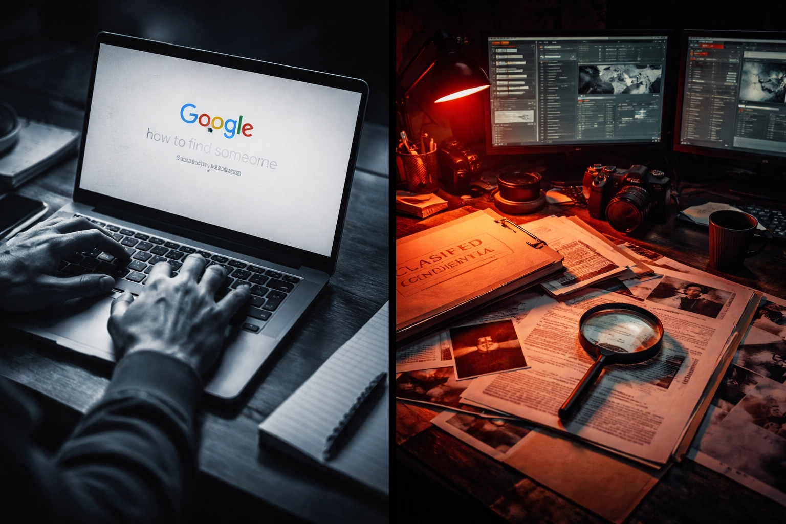 comparison of amateur online search versus professional private investigator resources