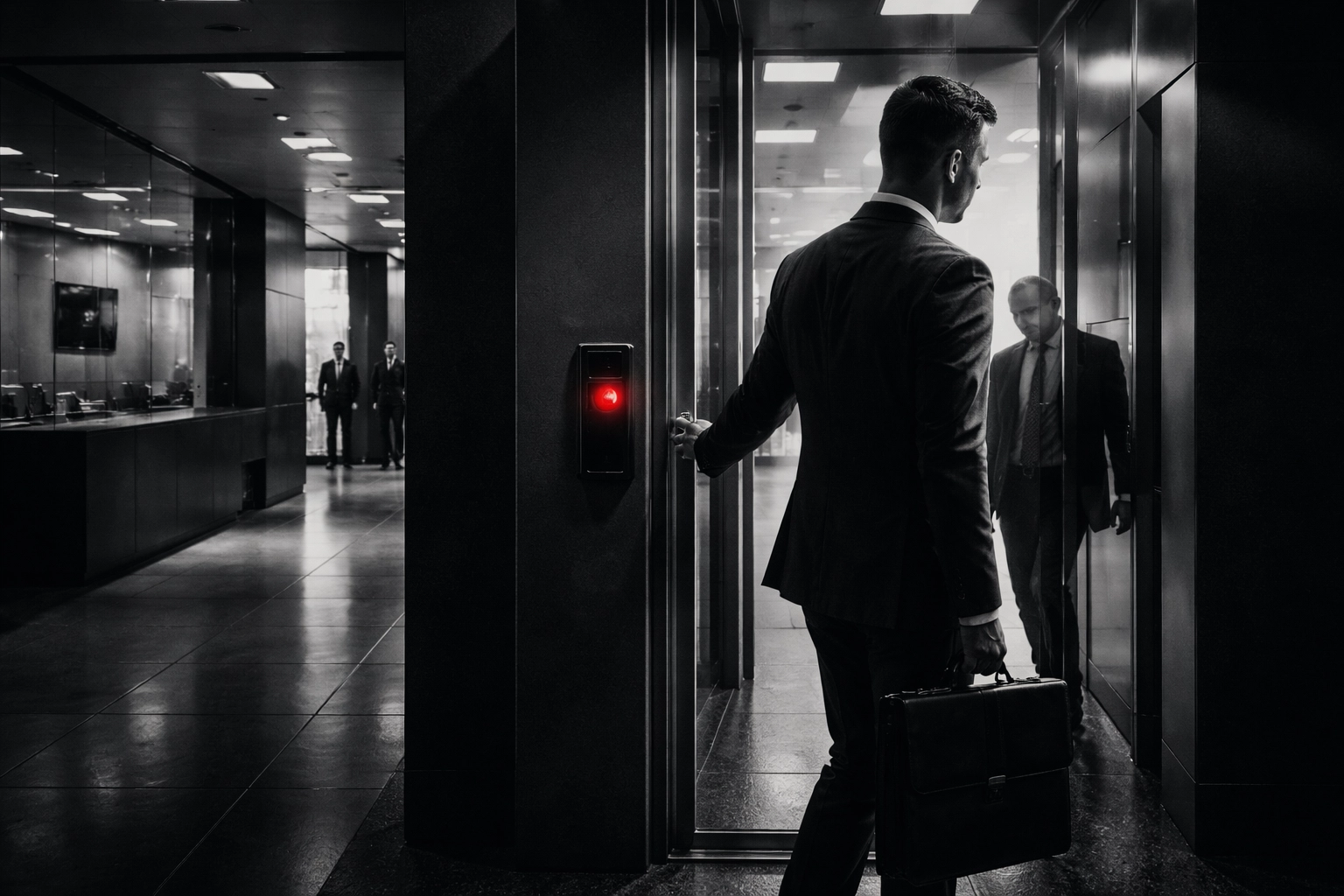 Employee verifying visitor credentials to prevent social engineering and unauthorized workplace access