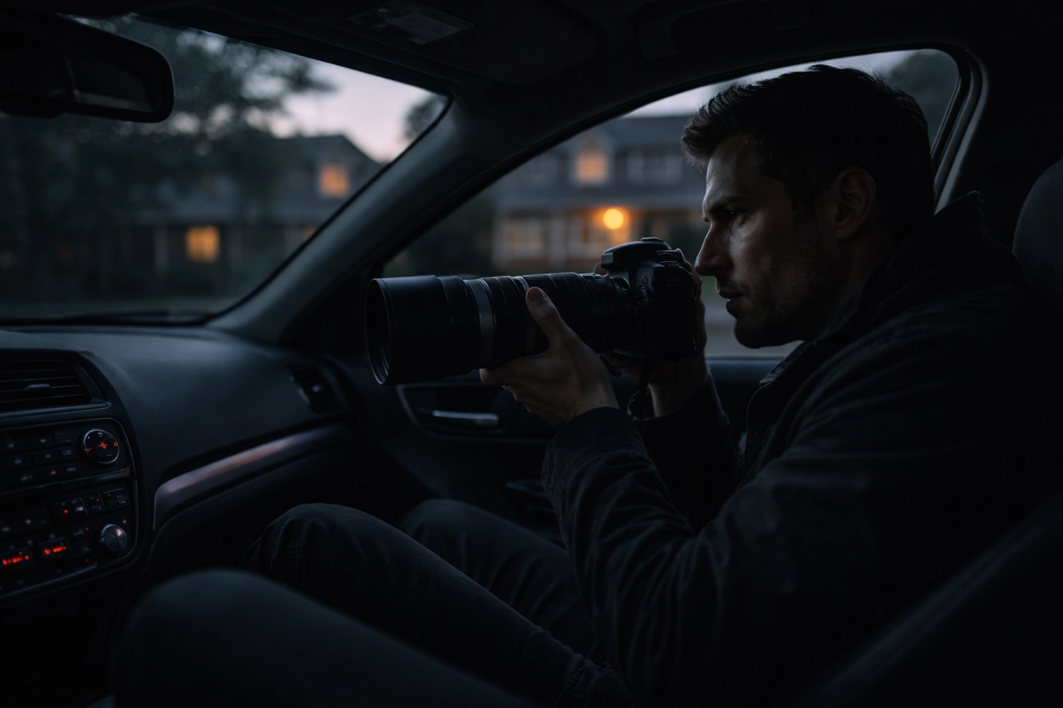 Private investigator conducting discreet surveillance for child custody case