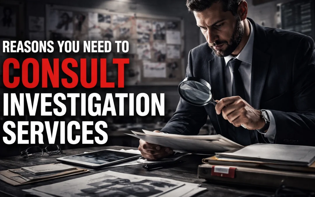 Professional investigation services team reviewing case files in Ontario office